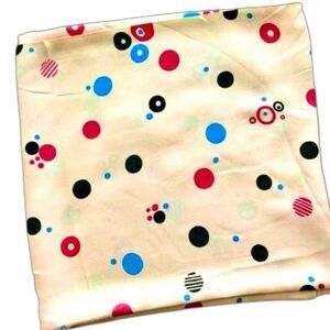 Vintage 1930s Pink Rayon Challis Scarf, Novelty Multicolor Polka Dot Print